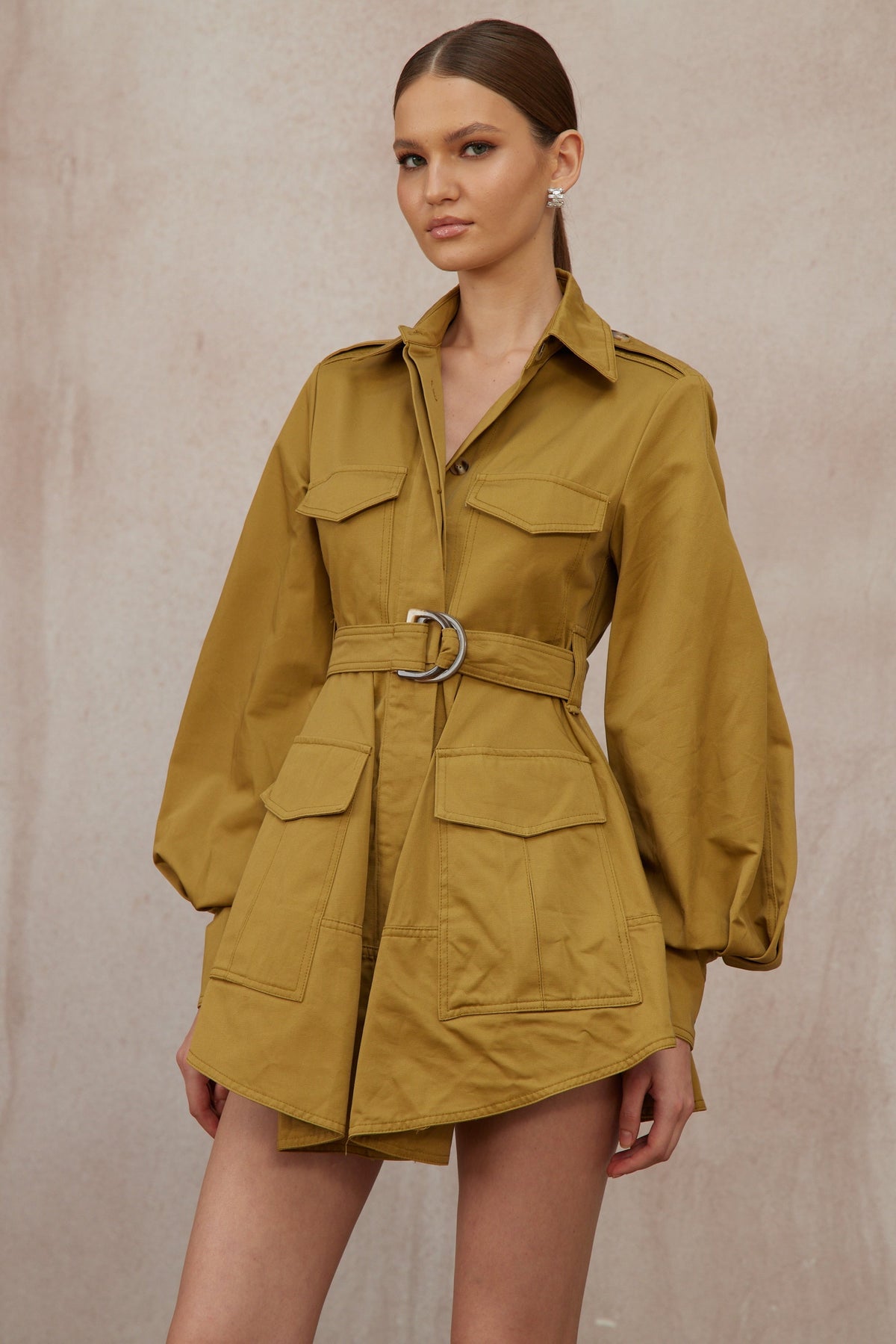 Madeline Ginger Belted Cargo Mini Dress