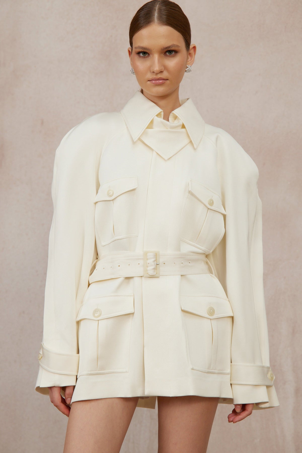Ambre Cream White Belted Trench Coat (Final Sale-US Only)