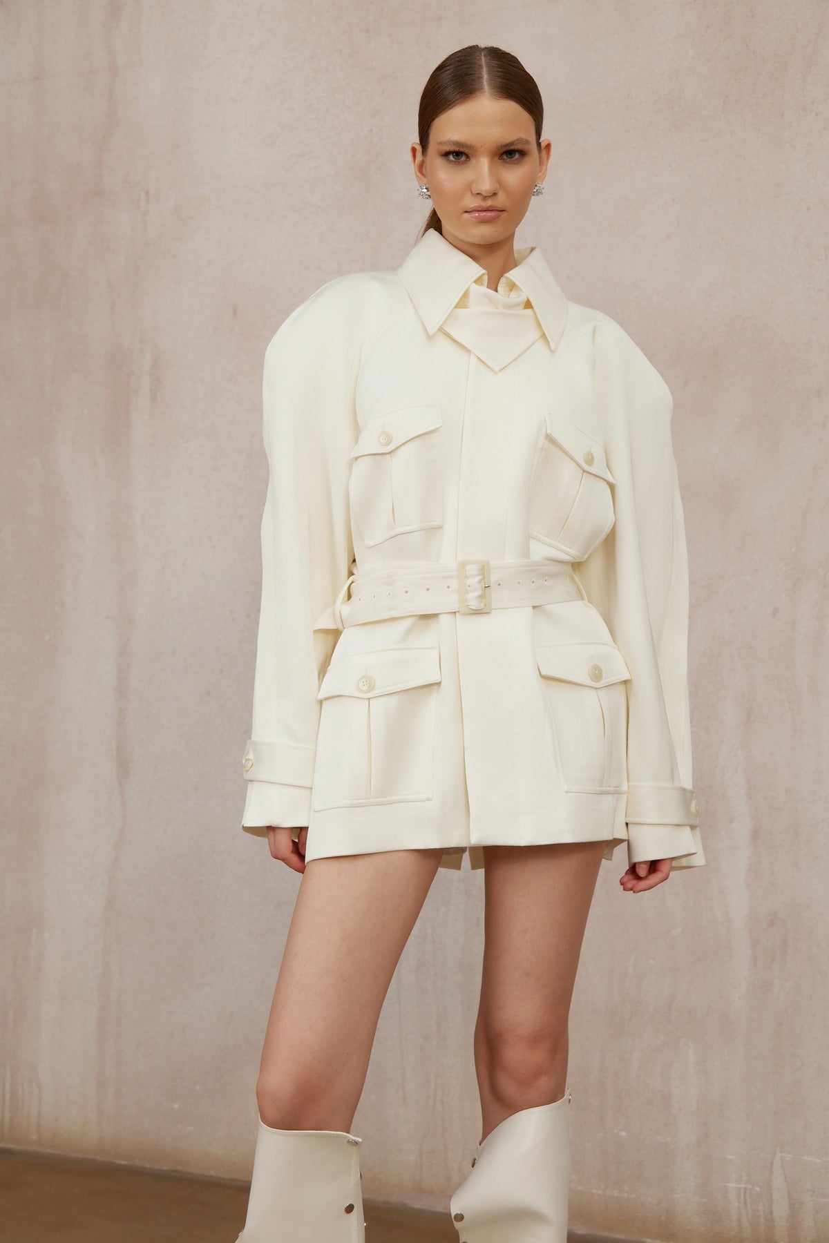 Ambre Cream White Belted Trench Coat (Final Sale-US Only)