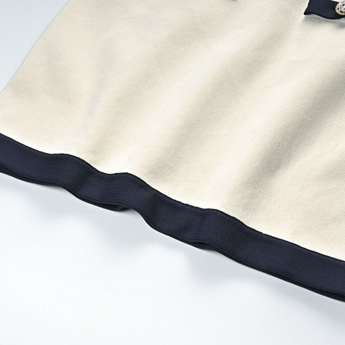Émeline bow-detail knitted cardigan & skirt matching set