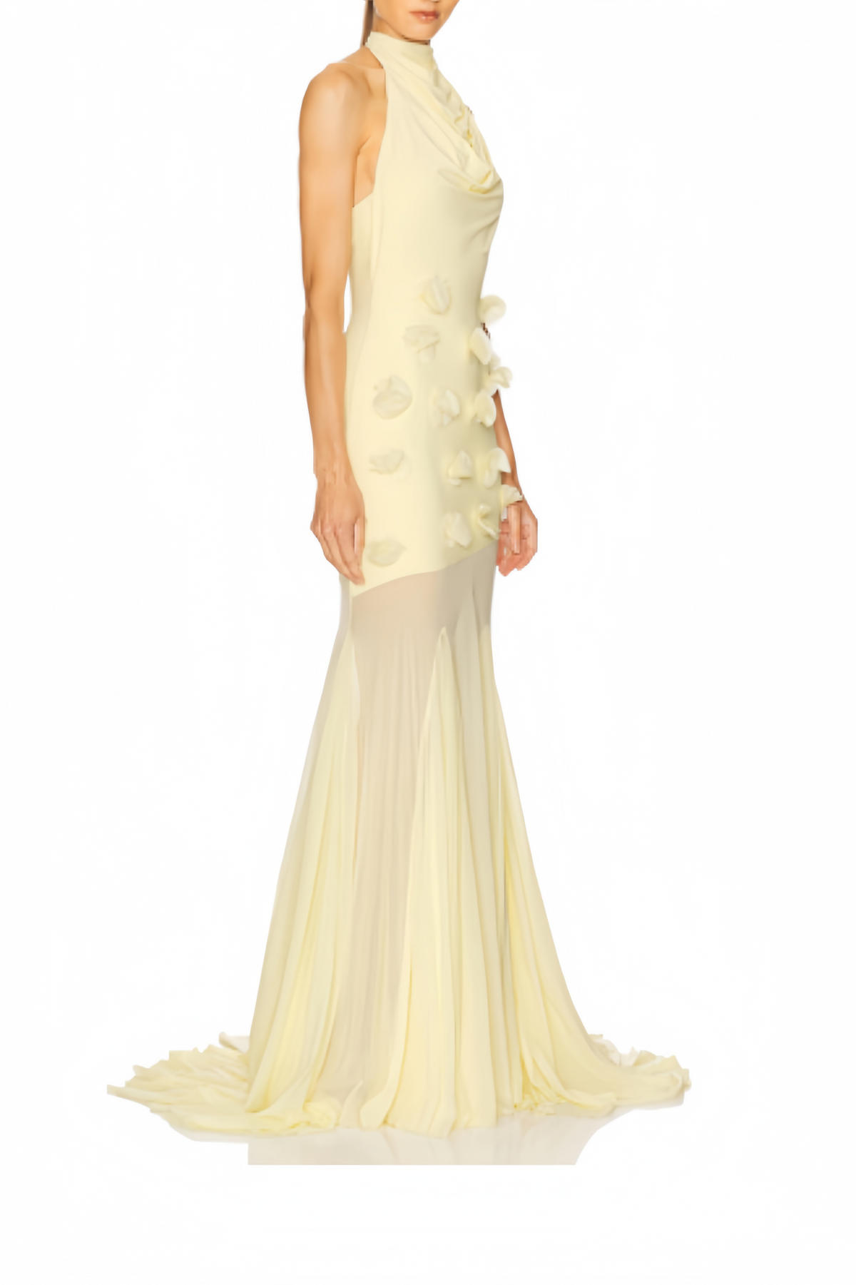 Yvette Yellow 3D Petal Mermaid Maxi Dress