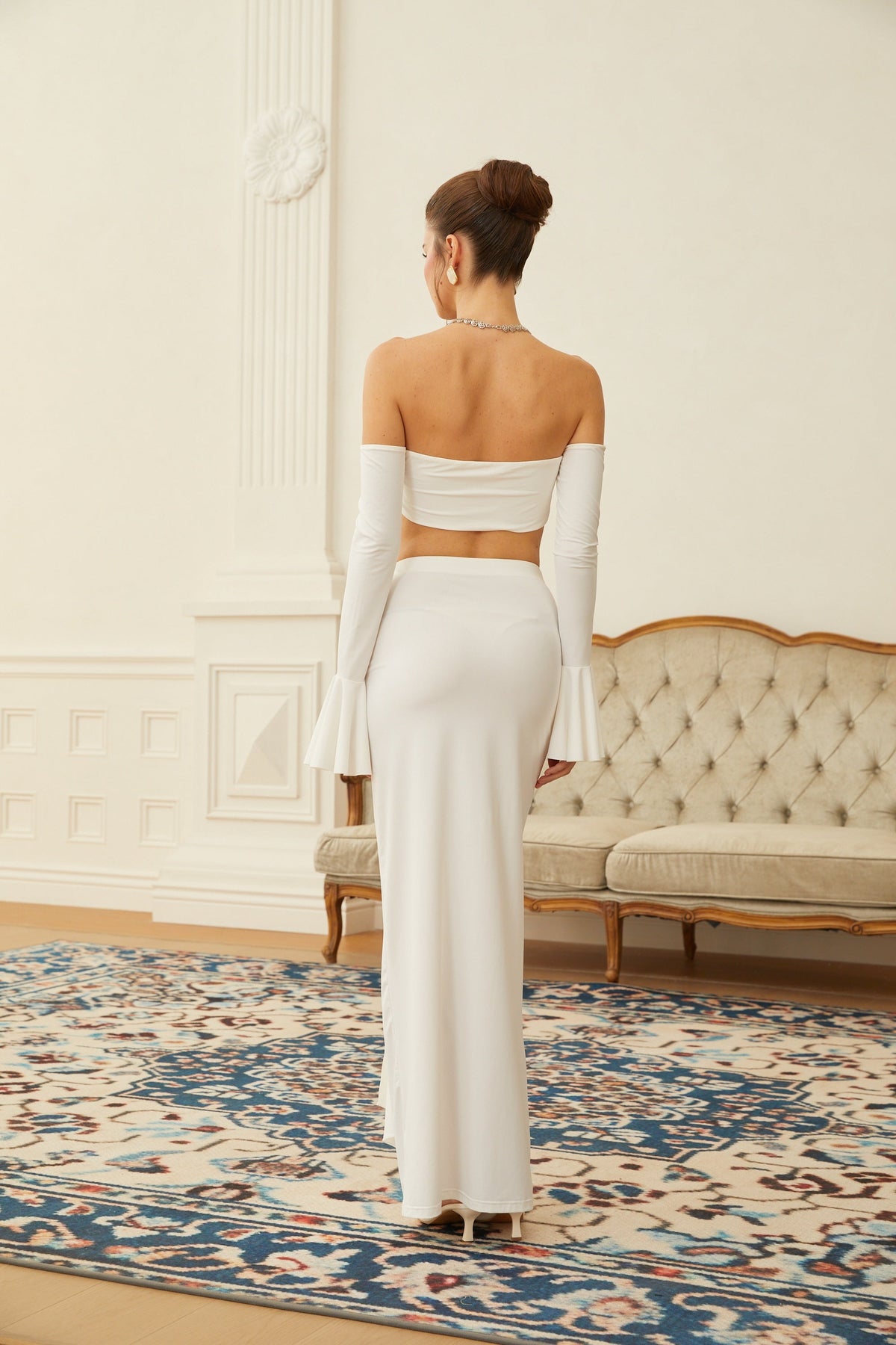 Whitley White Twist Detail Top & Skirt Set