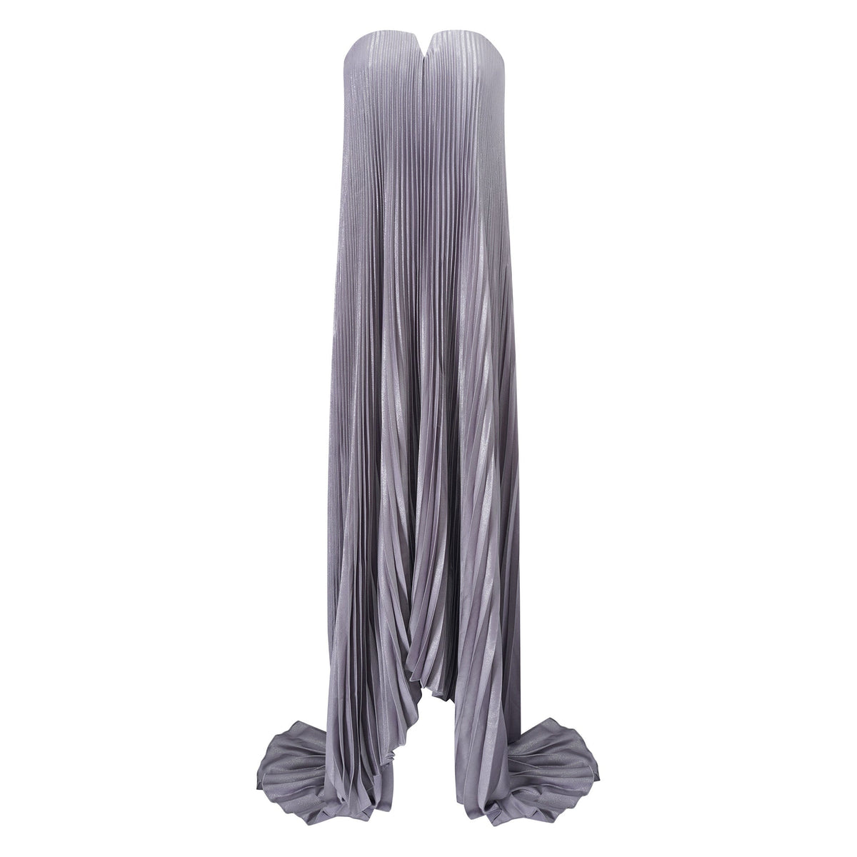 Satiné Purple Fully-pleated Maxi Dress (Final Sale-US Only)