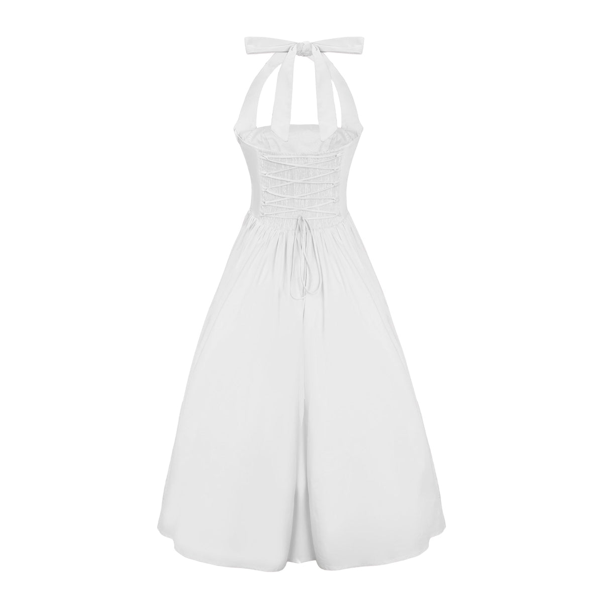 Eponine White Layered Flared Hem Midi Dress (Final Sale-US Only)