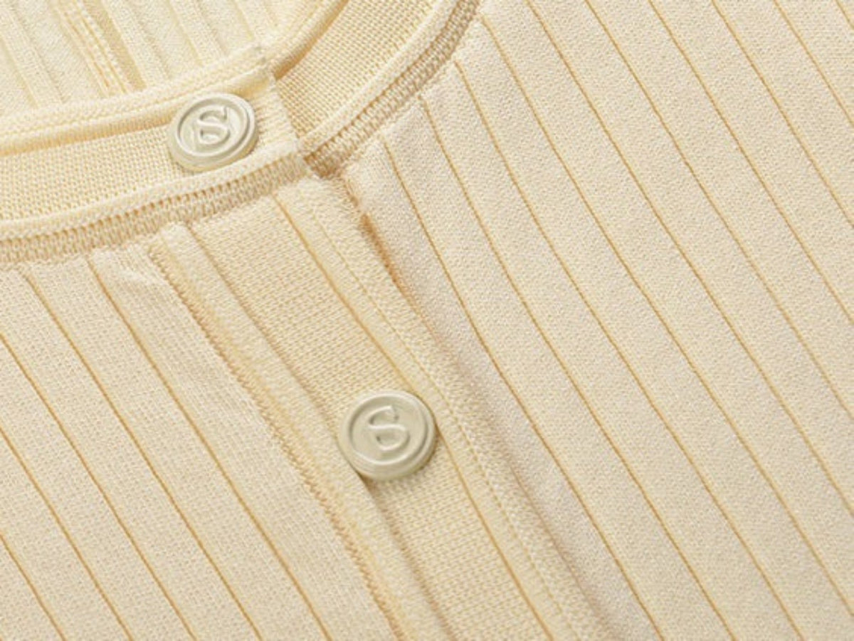 SANDRO Fine-knit midi dress with openwork design yellow/beige