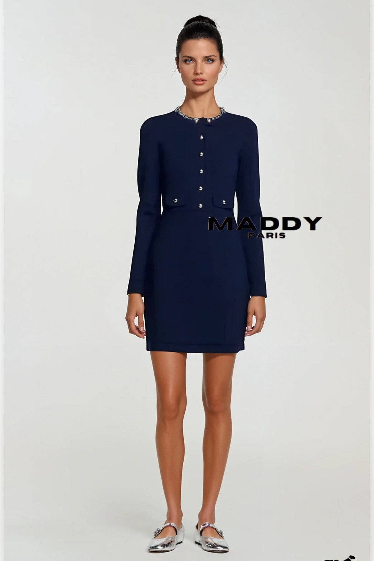 SOFIA SANDRO LUXE KNIT MINI DRESS - MIDNIGHT BLUE