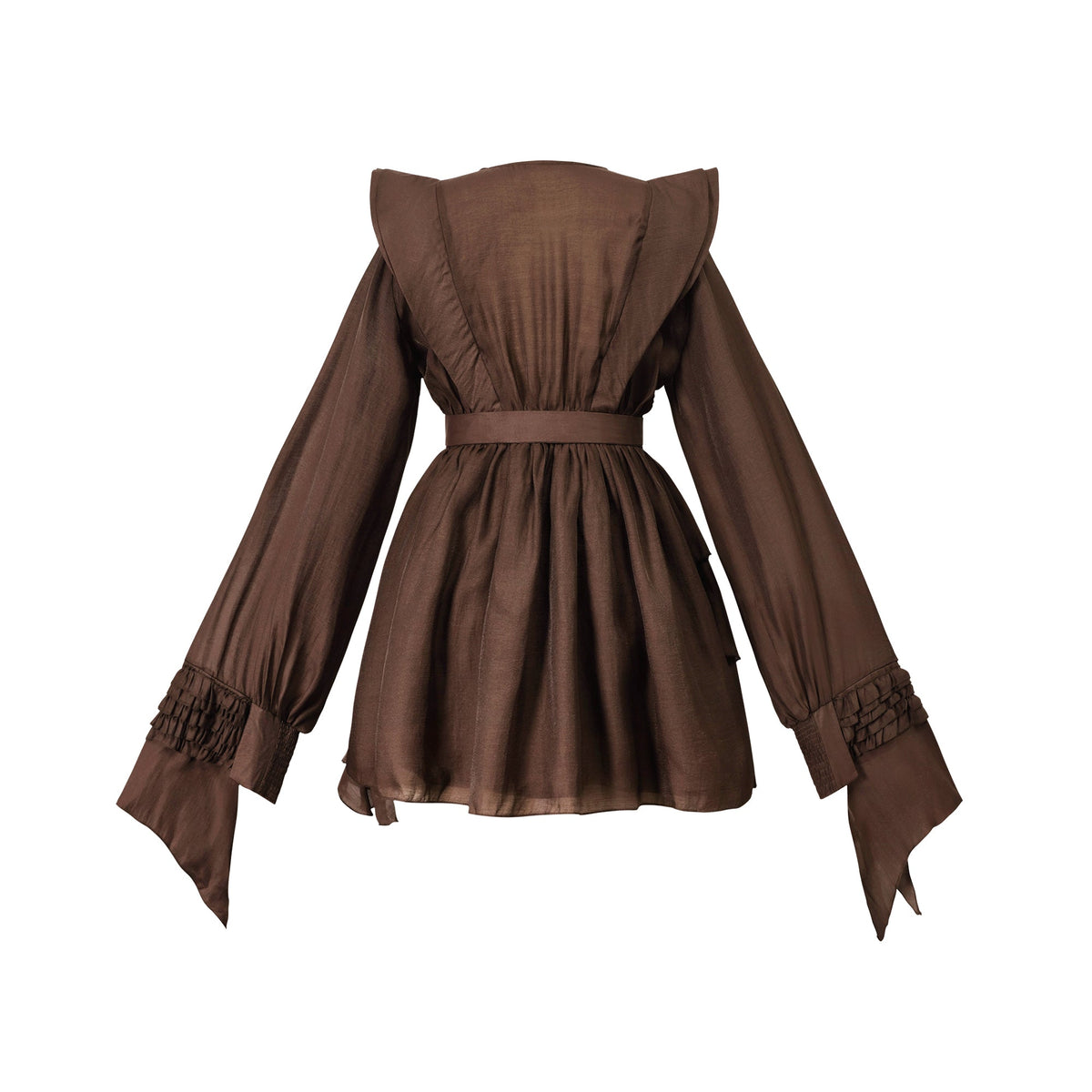 Annabelle Brown Cutout Ruffled Mini Dress (Final Sale-US Only)
