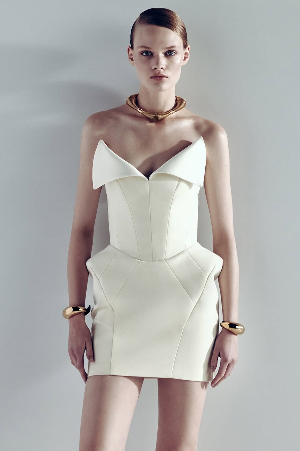 Alba White Barrel Waist Corset Mini Dress