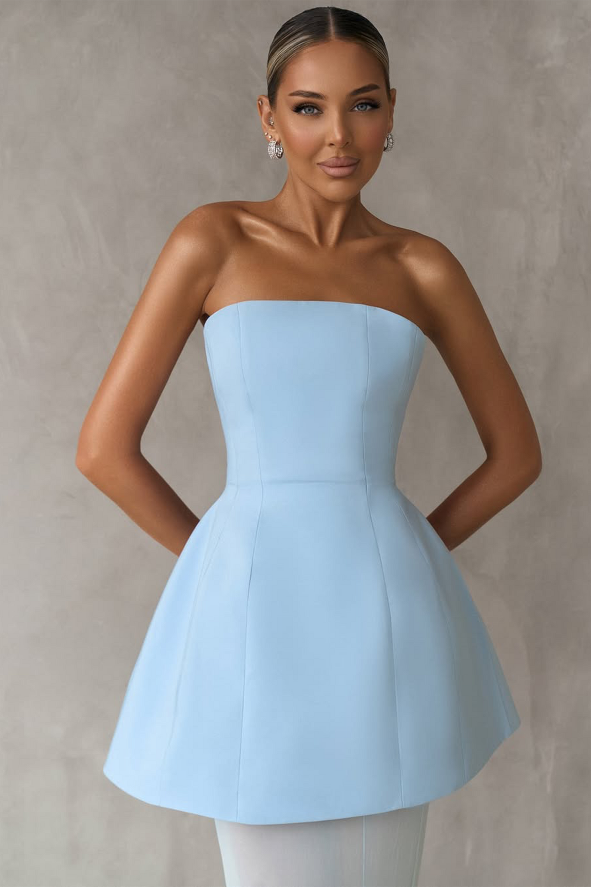 Mélanie Blue Corset Dress & Mesh Skirt Set
