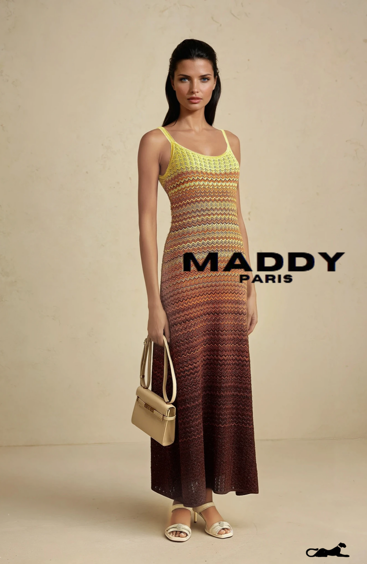 SANDRO  Gradient Knitted Maxi Dress sunset - Yellow