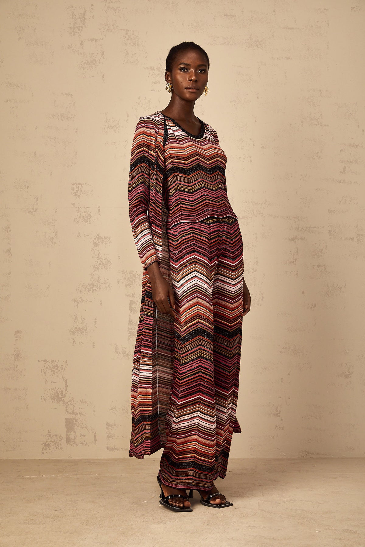 Chloé Red Striped Knit Long Cardigan