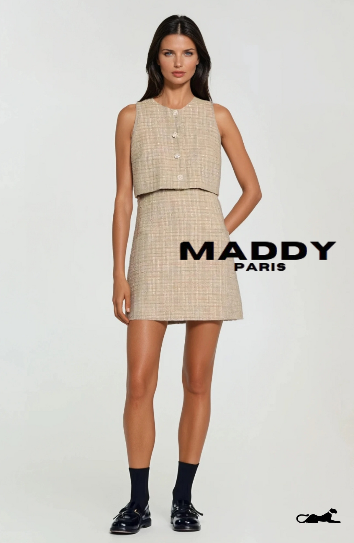 MADDY PARIS GISELLE BOUCLÉ TWEED MINI DRESS SET  - Gold