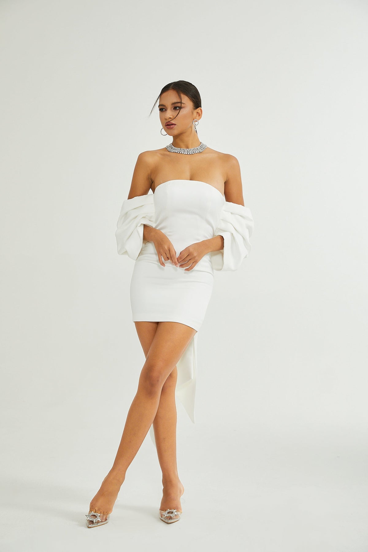 Hélène white oversize-bow mini dress (Final Sale-US Only)