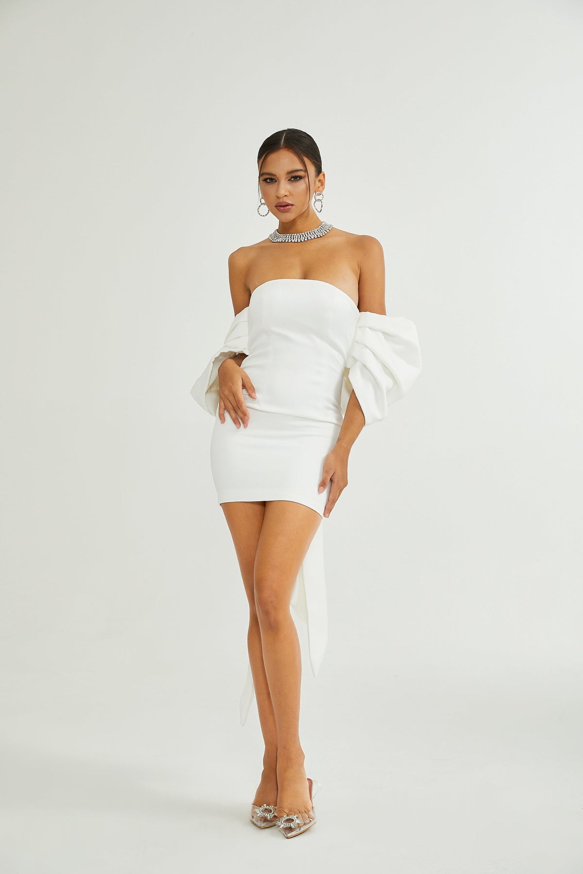 Hélène white oversize-bow mini dress (Final Sale-US Only)