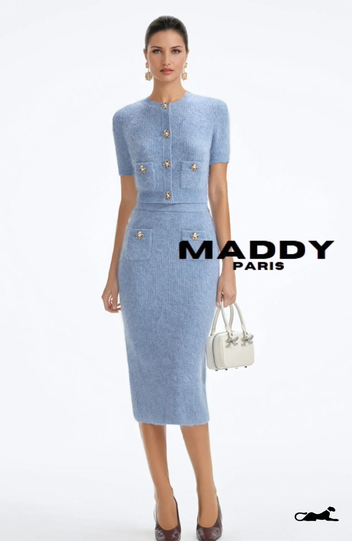 ISABELLA CASHMERE MIDI SKIRT SET – BABY  BLUE