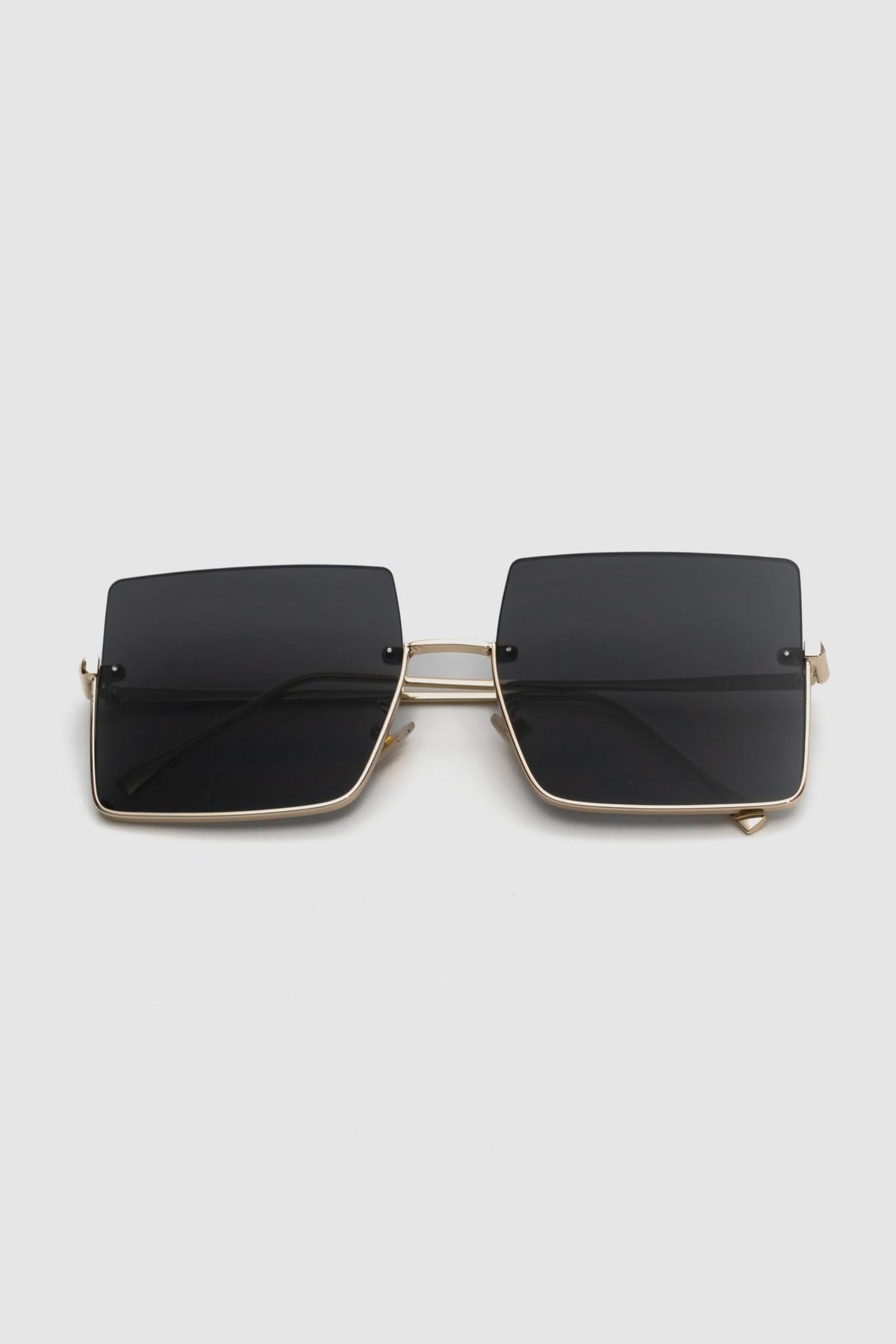 Rimless Oversized Square Sunglasses - Black