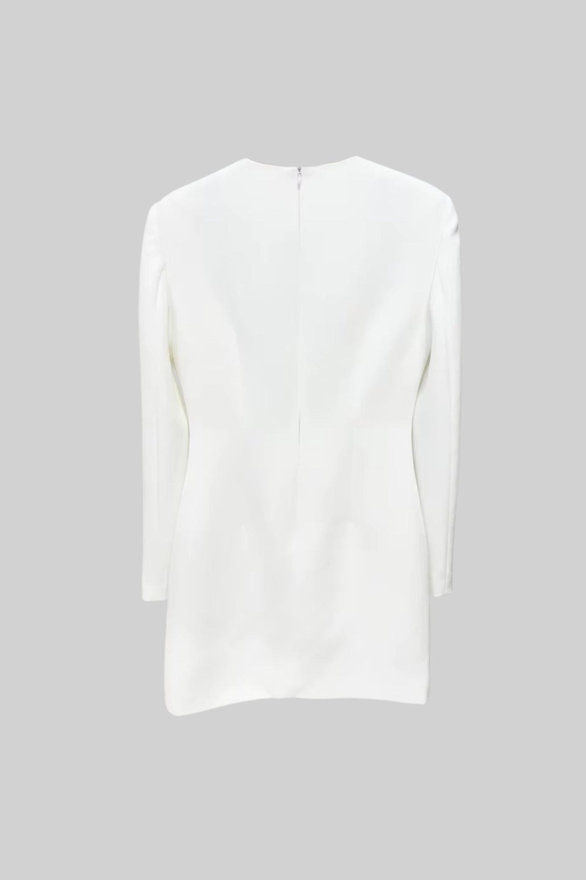 Long Sleeved Mini Dress With Contrasting Floral Embroidery - White