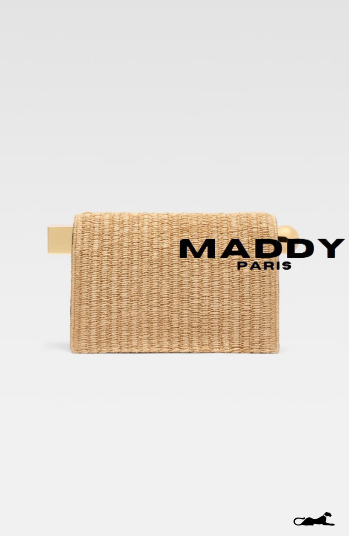 JAC RAFFIA CURVED-EDGE EVENING CLUTCH BAG – GOLD