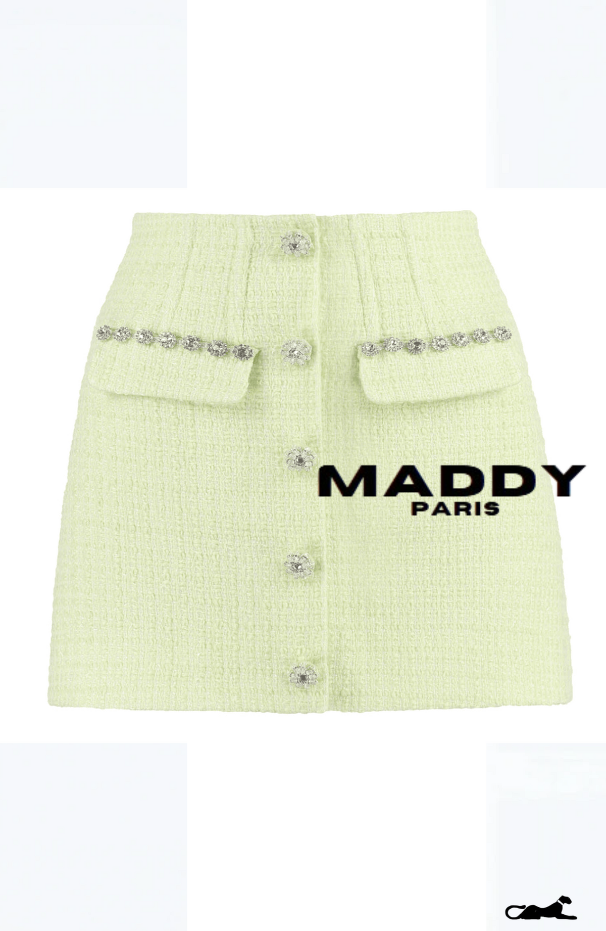 ANGELINA TWEED MINI SKIRT SET – LIME GREEN