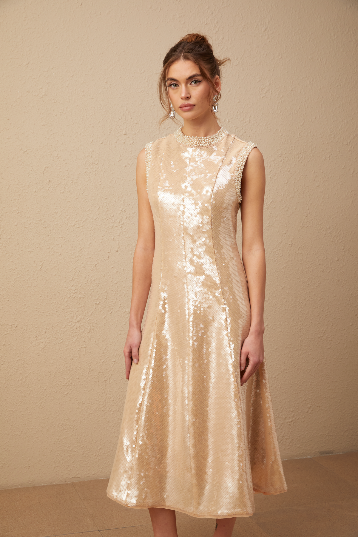 Ornella faux-pearl sequined midi dress (Final Sale-US Only)