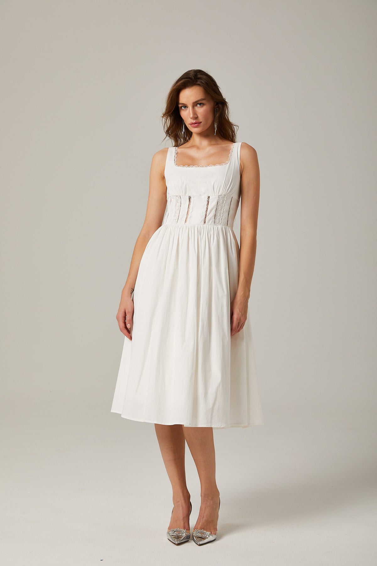 Jeanne white lace cut-out midi dress (Final Sale-US Only)