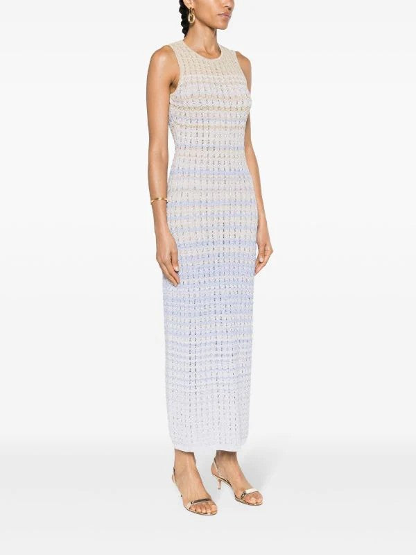 SANDRO Gradient Zade chevron-knit maxi dress - Blue