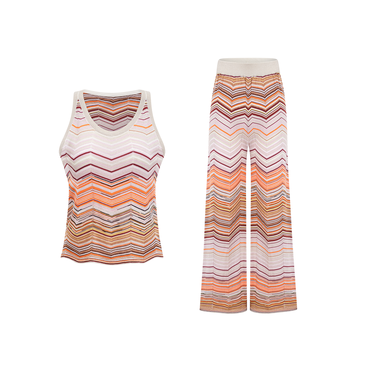Chloé Neutral Striped Knit Matching Set