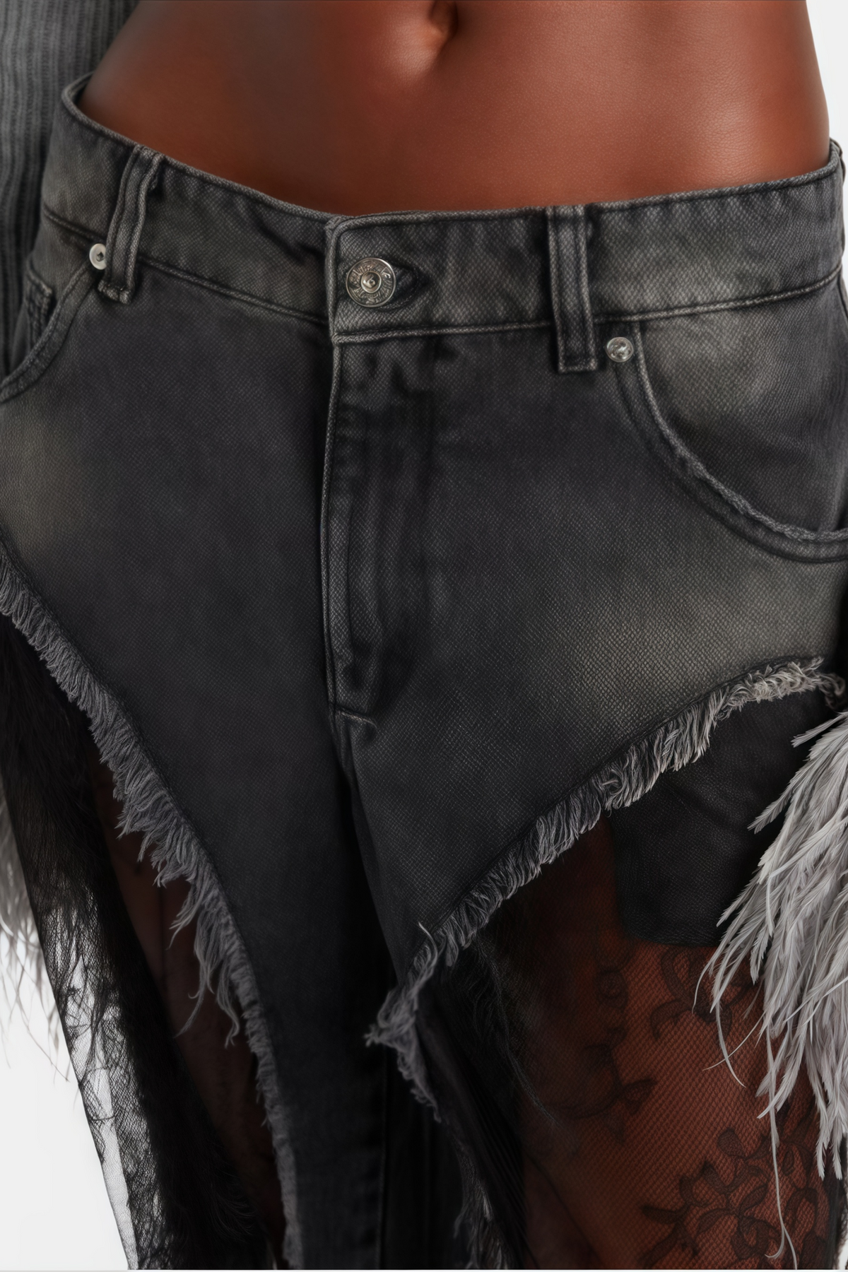 Madeline Black Floral Lace Panel Jeans
