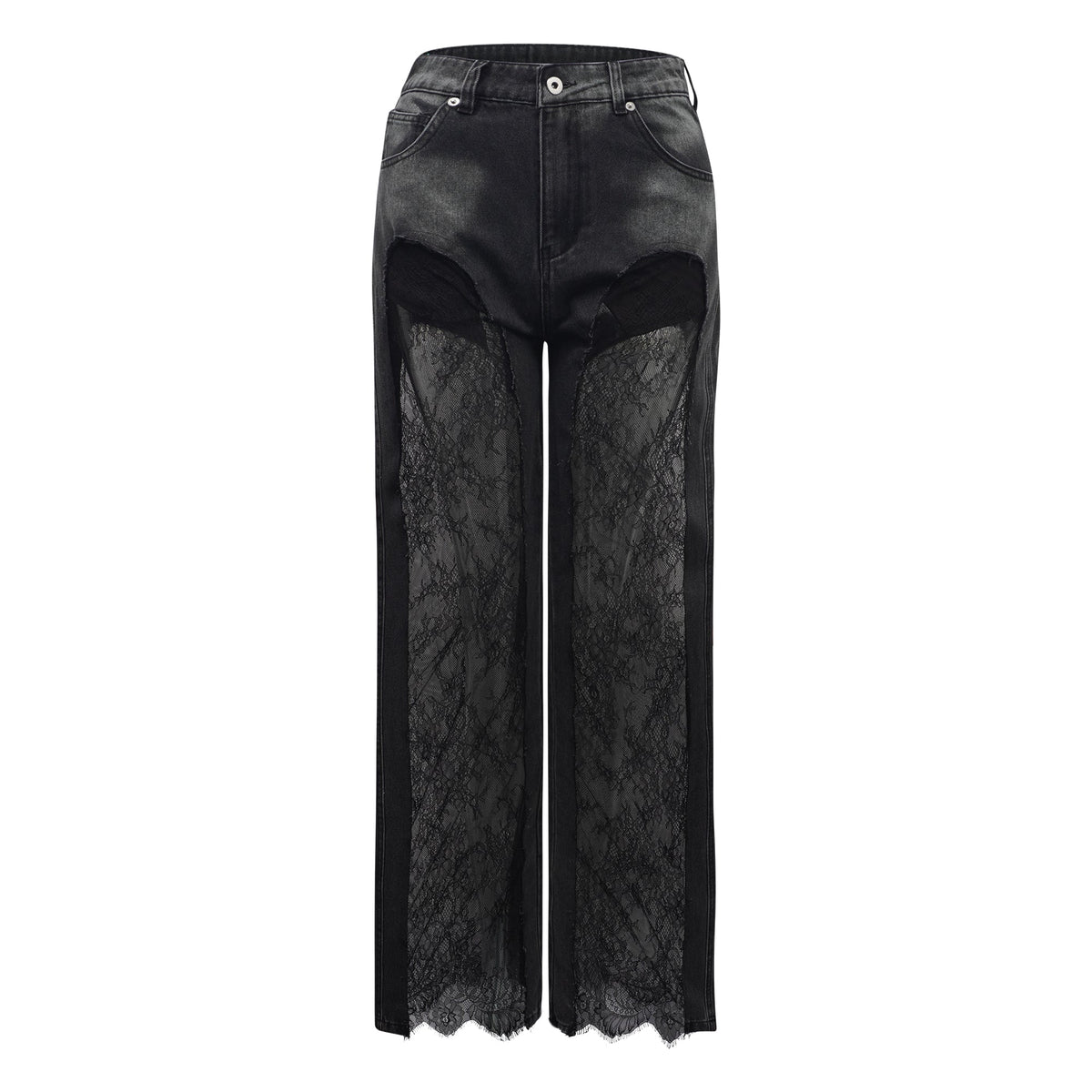 Madeline Black Floral Lace Panel Jeans (Final Sale-US Only)