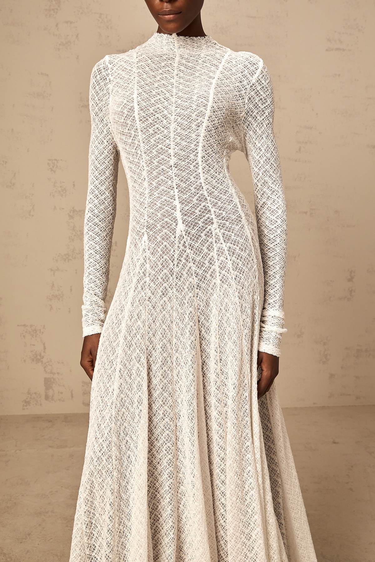 Athena wavy-pattern lace maxi dress in White (Final Sale-US Only)