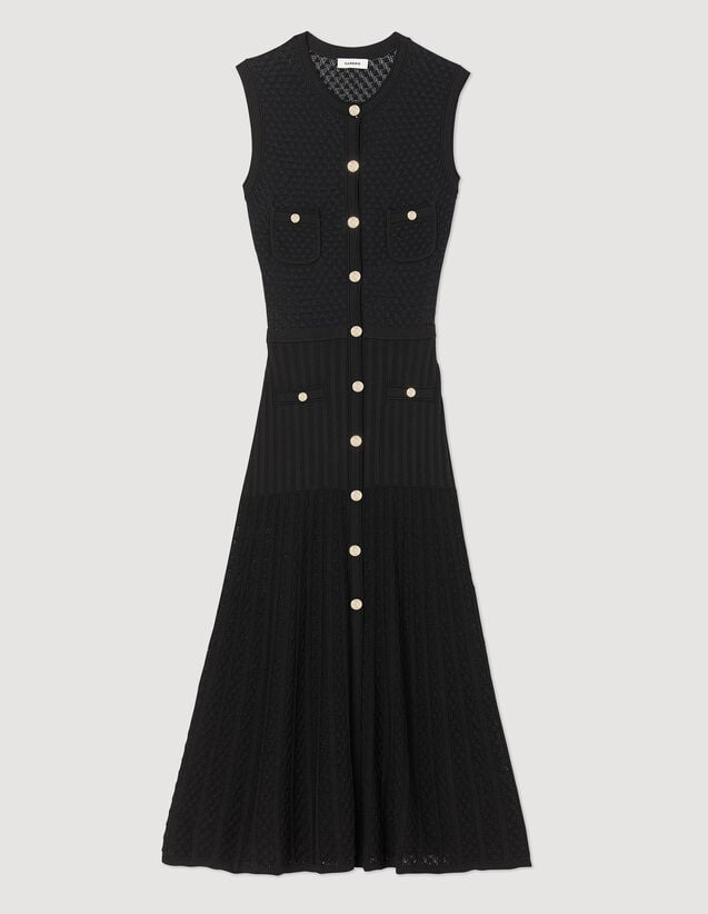 MADDY PARIS Long knitted midi dress - Black