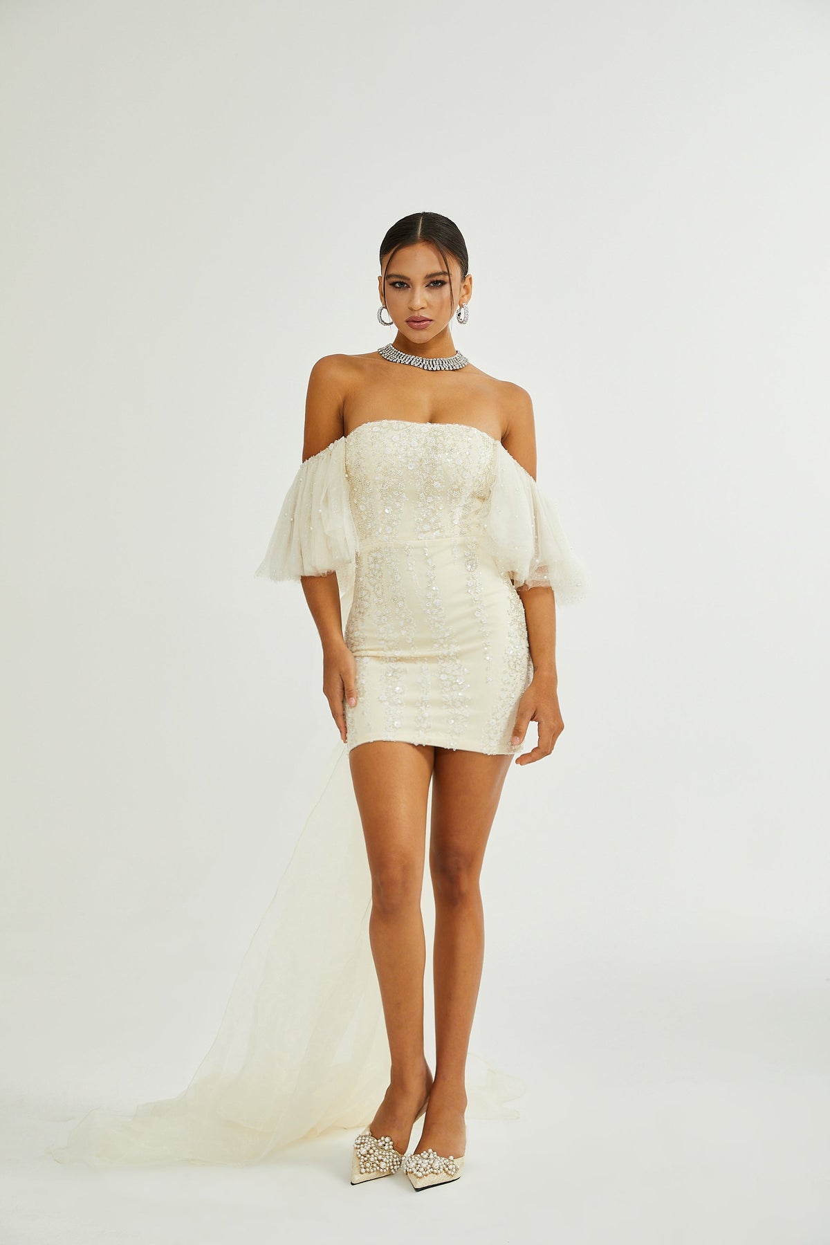 Coline sequin-embellished mesh dress