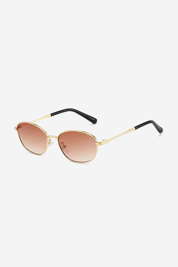 Slim Oval Sunglasses with Lightweight Metal Frame – Pink