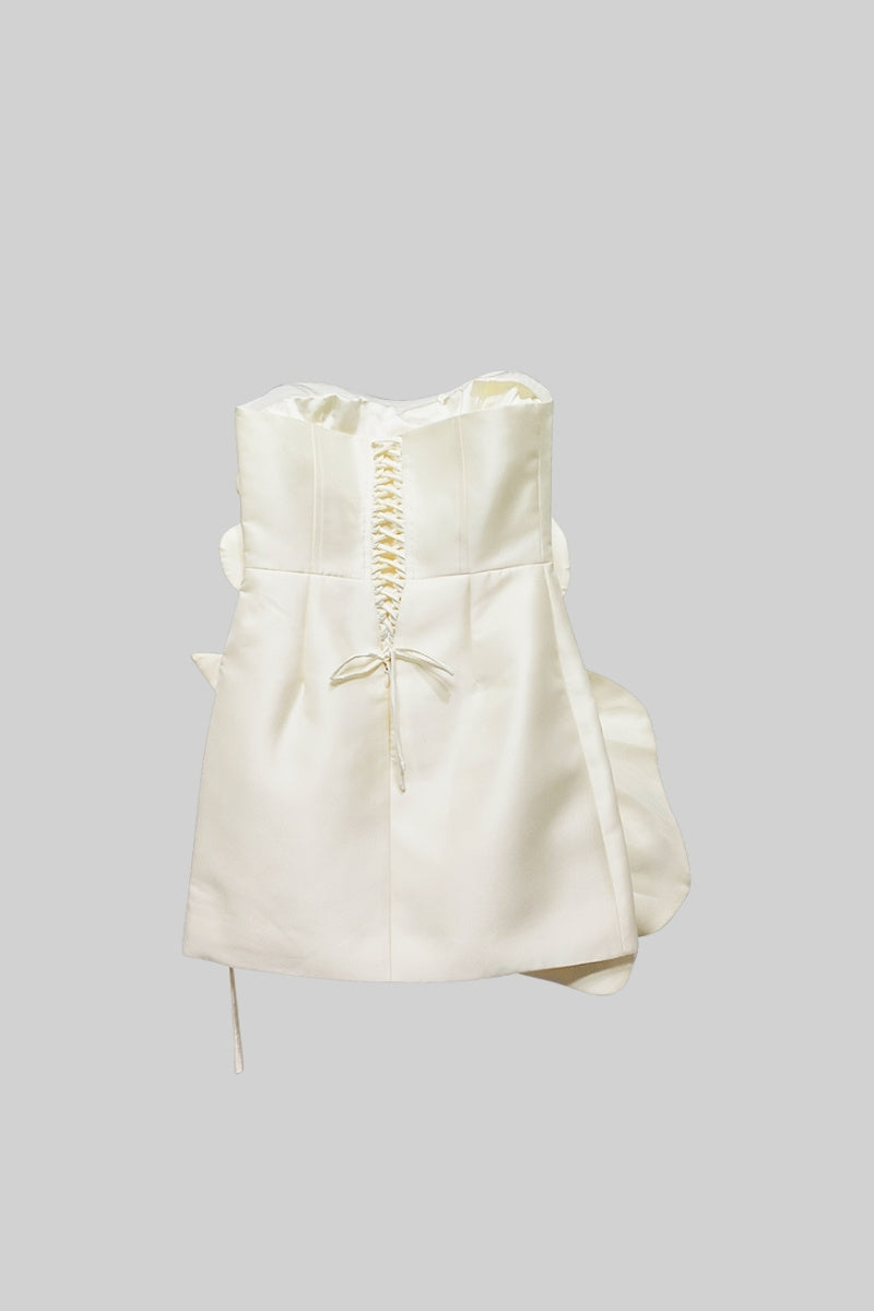 Voluminous Flower Design Dress - Ivoire