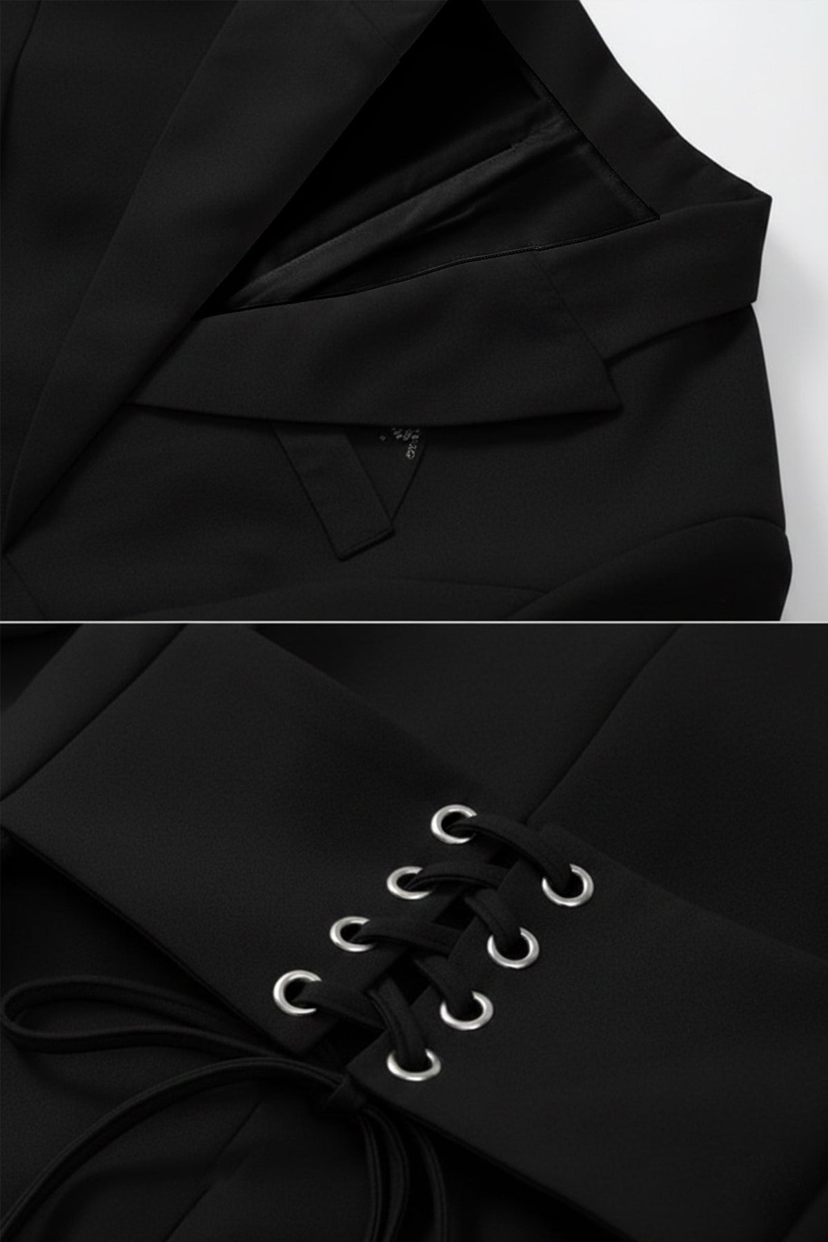 Structured Mini Blazer Dress With Corset Waist – Black
