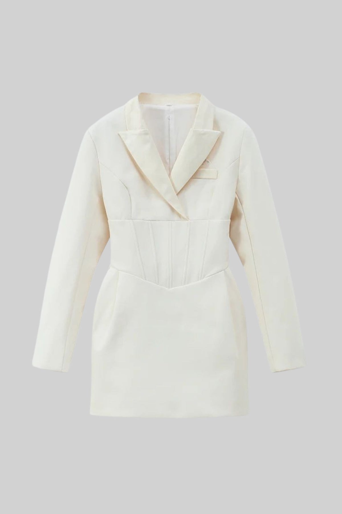 Structured Mini Blazer Dress With Corset Waist – Ivoire