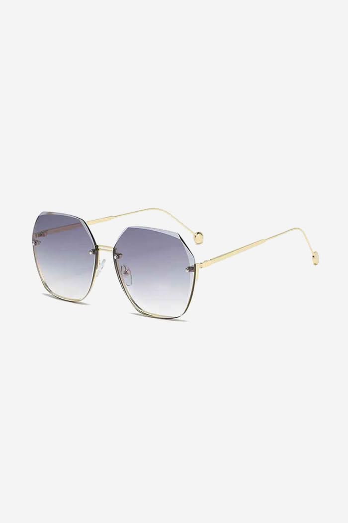 Oversized Hexagon Sunglasses with Ultra-Thin Gold Frame – Purple