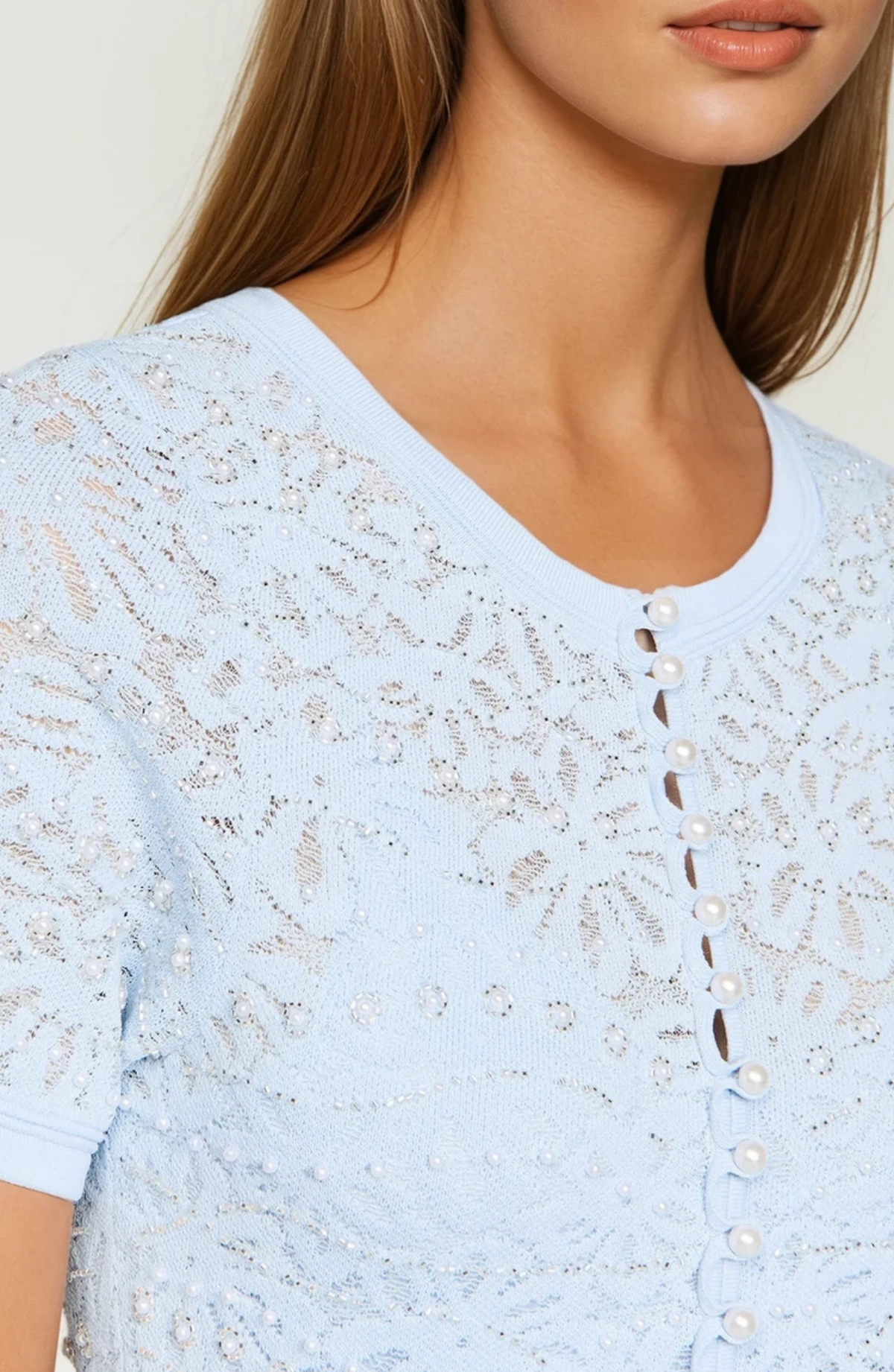 Sandro Levana beaded knit maxi dress
  - Light Blue
