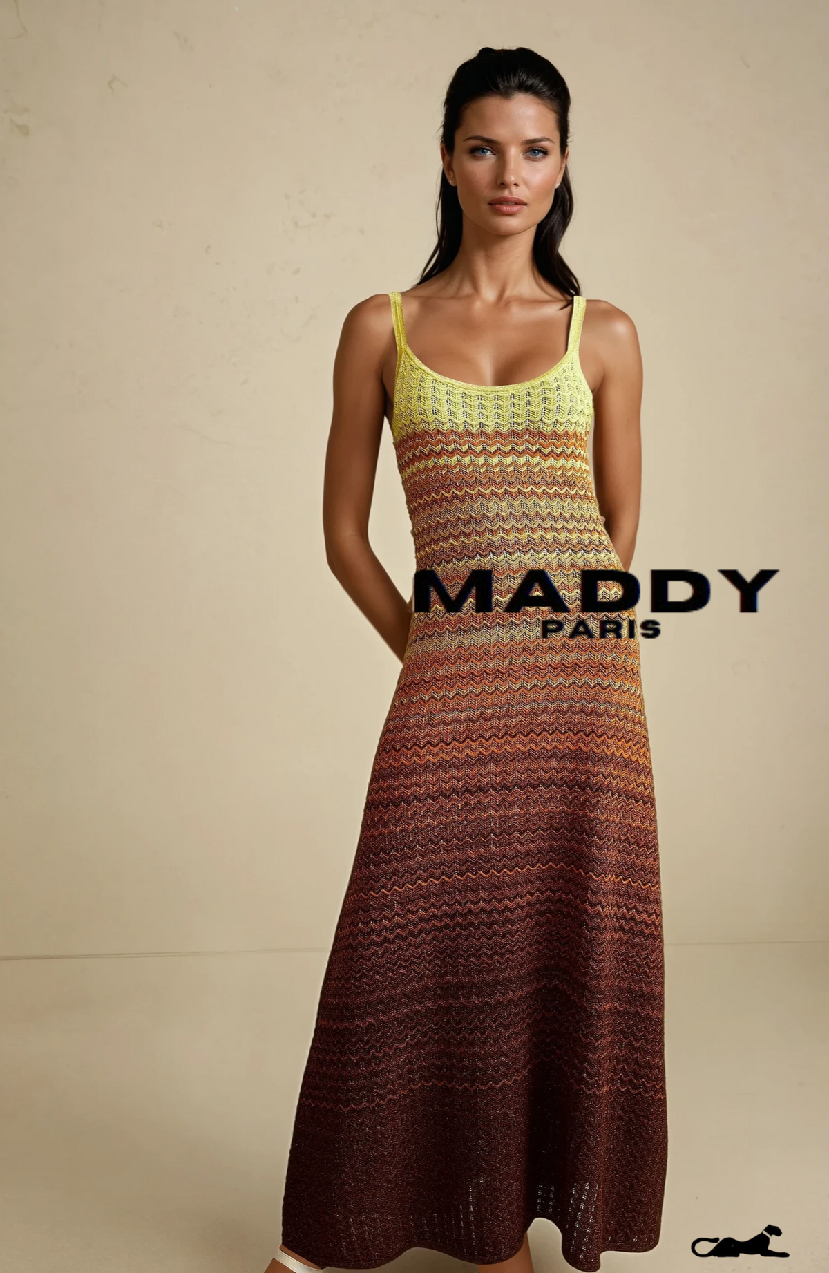 SANDRO  Gradient Knitted Maxi Dress sunset - Yellow
