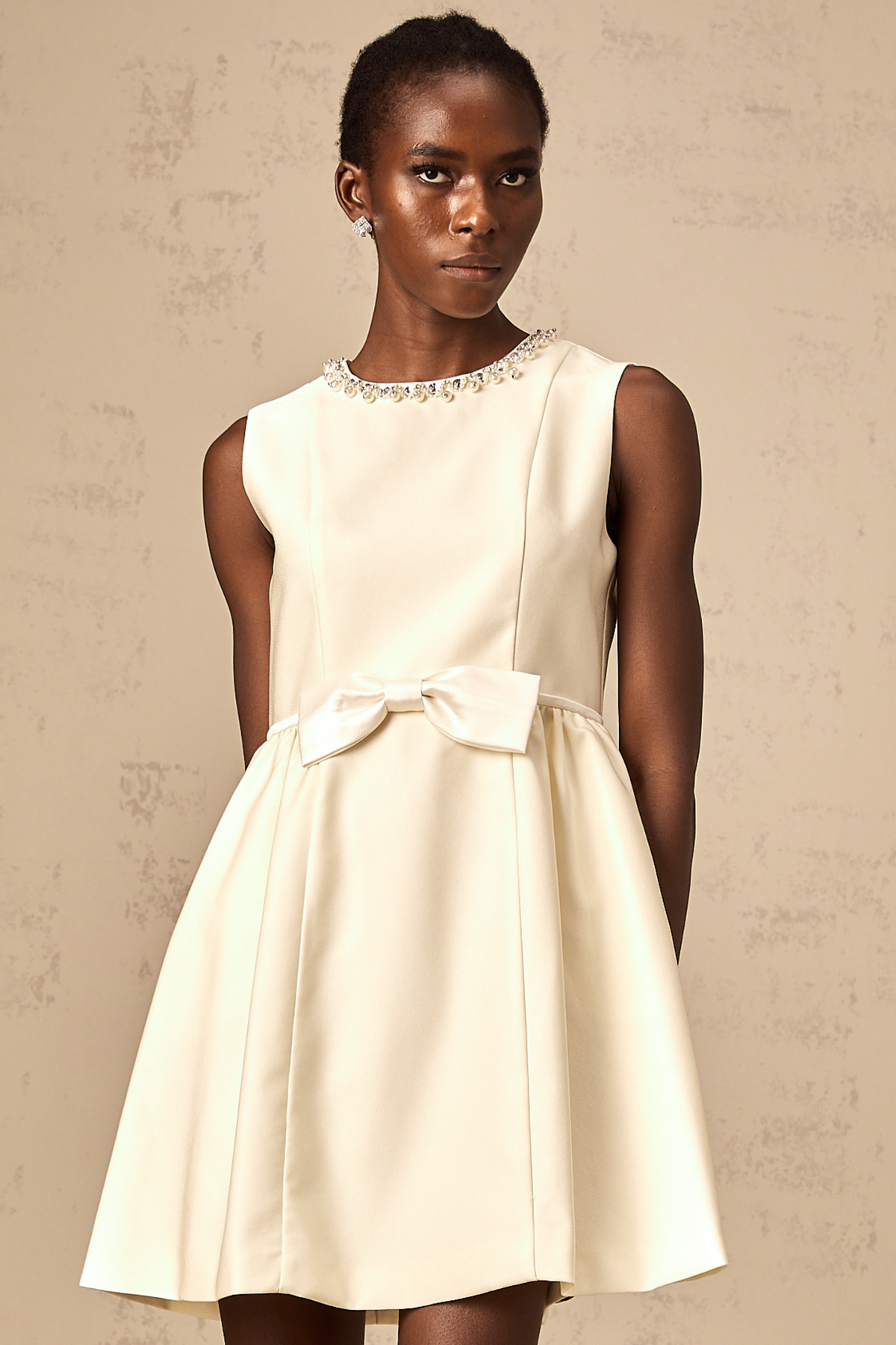 Isabelle white bowknot embellished mini dress (Final Sale-US Only)