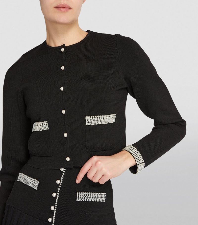MADDY PARIS  Bead-Trim Cardigan- Black
