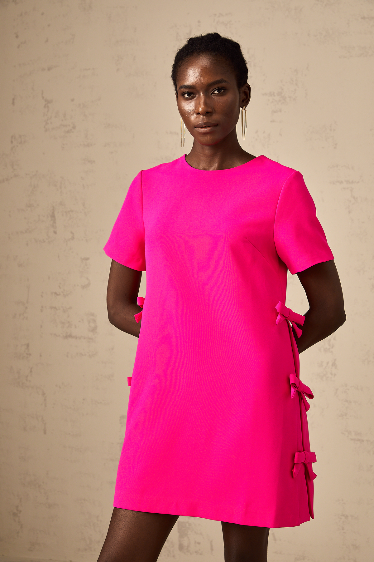 Chanelle pink bow-detail mini dress (Final Sale-US Only)