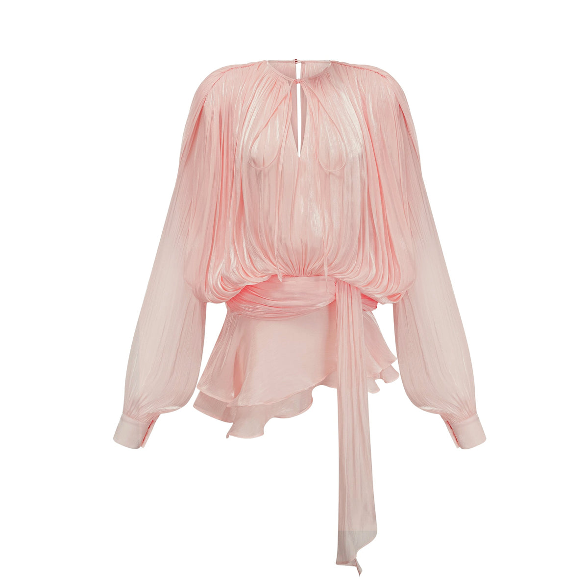 Eugénie fully-pleated ruffled mini dress in Pink