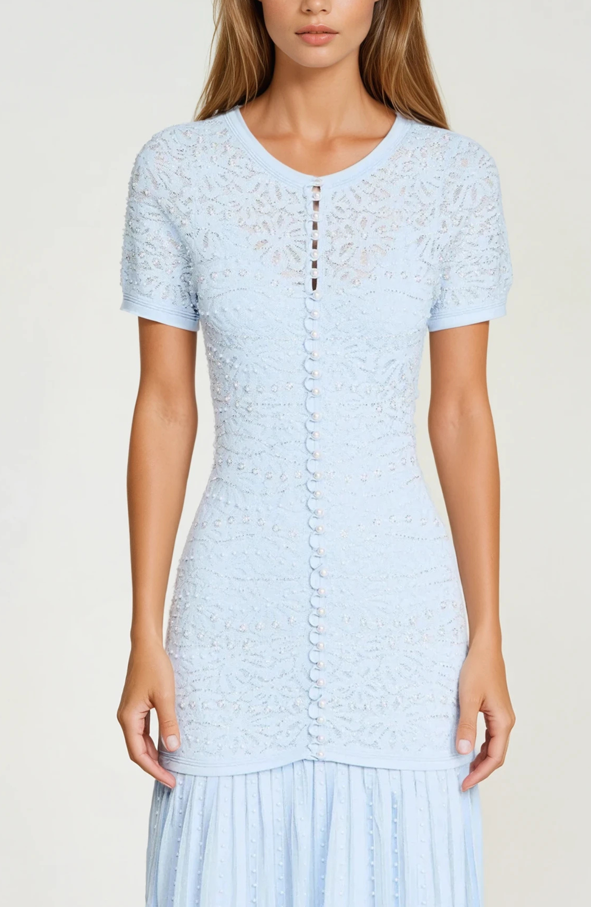 Sandro Levana beaded knit maxi dress
  - Light Blue