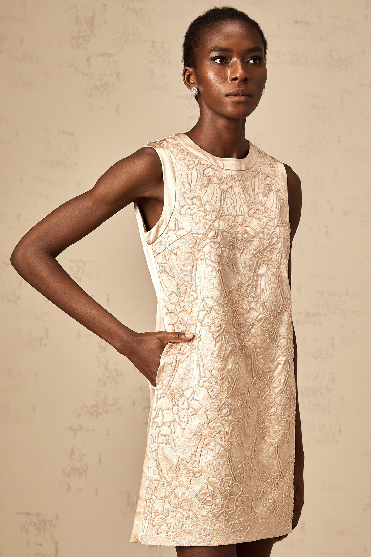 Isabelle embroidered bead-embellished mini dress