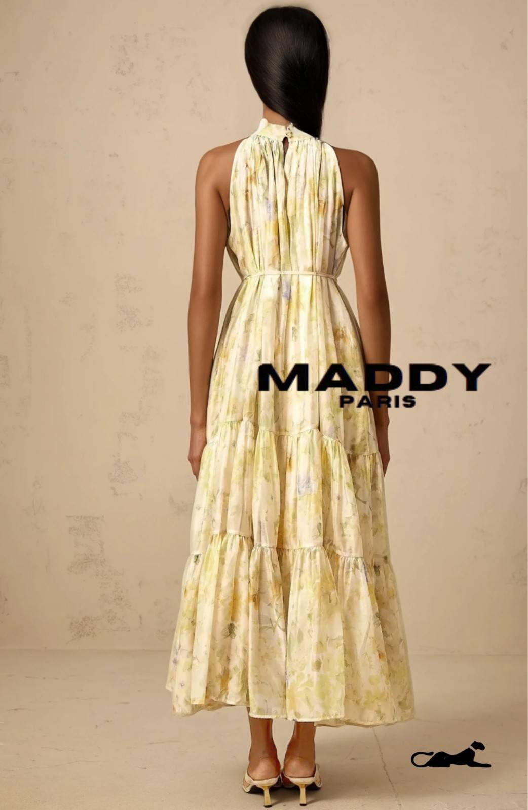 Ulani floral-print sleeveless midi dress in Yellow - Yellow