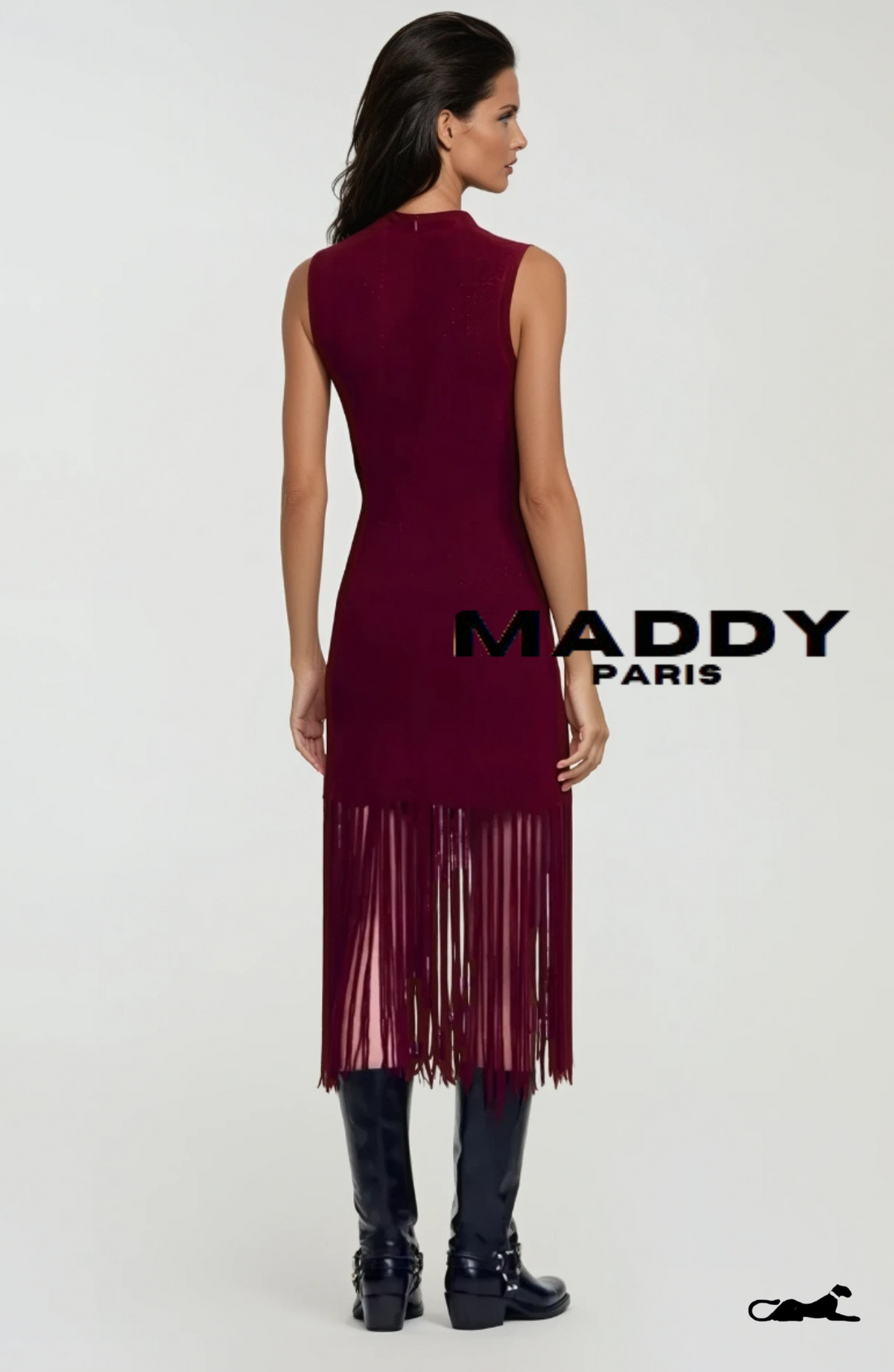 MADDY PARIS EVANGELINE  VELVET FRINGE MAXI DRESS – Dark Red
