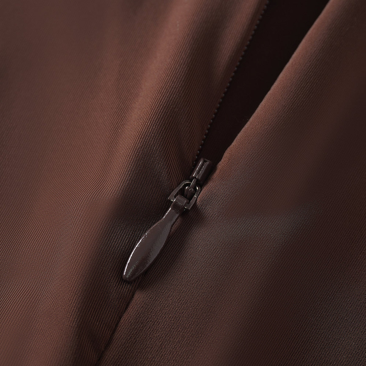 Charitina Brown Fitted Ruched Midi Dress