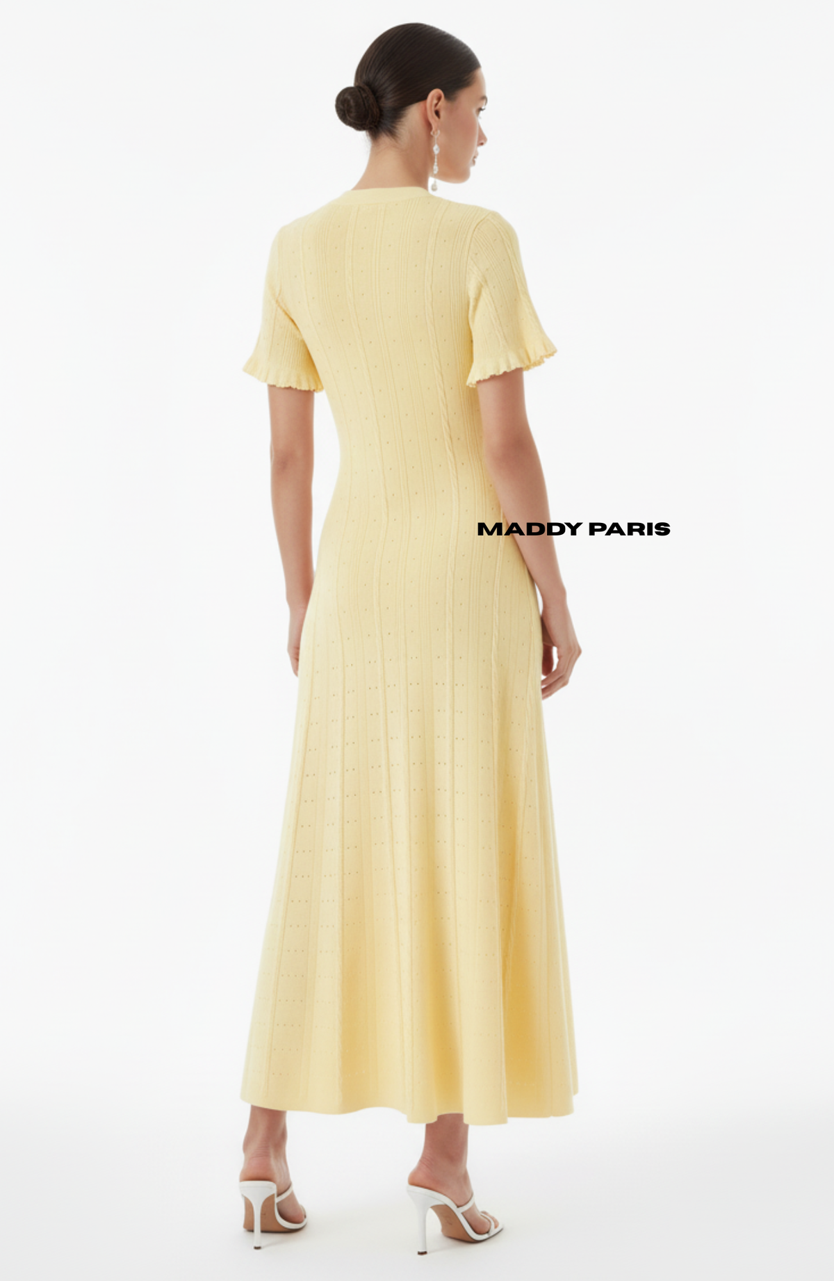 SANDRO GISELLE KNIT MIDI DRESS - YELLOW