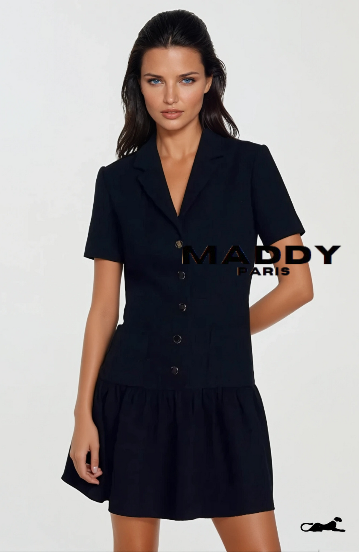 MADDY PARIS VALERIE TEXTURED TWEED MINI DRESS - BLACK